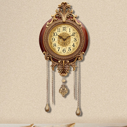 欧式宫廷实木家用客厅静音挂钟个性时尚创意钟表美式古典大气时钟