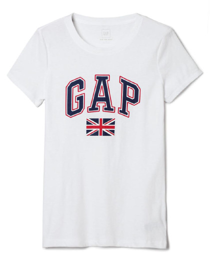 gap女装 logo徽标基本款旗帜图案短袖t恤 281420