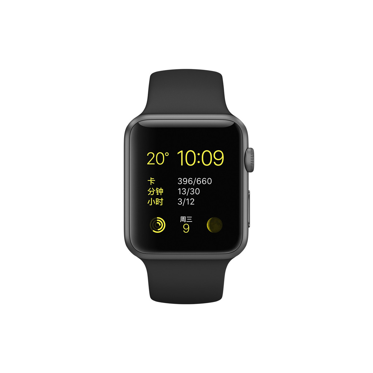 apple watch s1 38毫米深空灰色铝金属表壳 黑色运动型表带