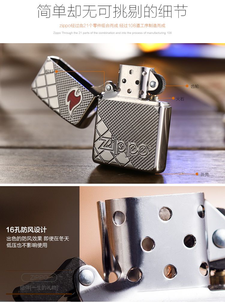 zippo 标志火焰-深雕盔甲常规机