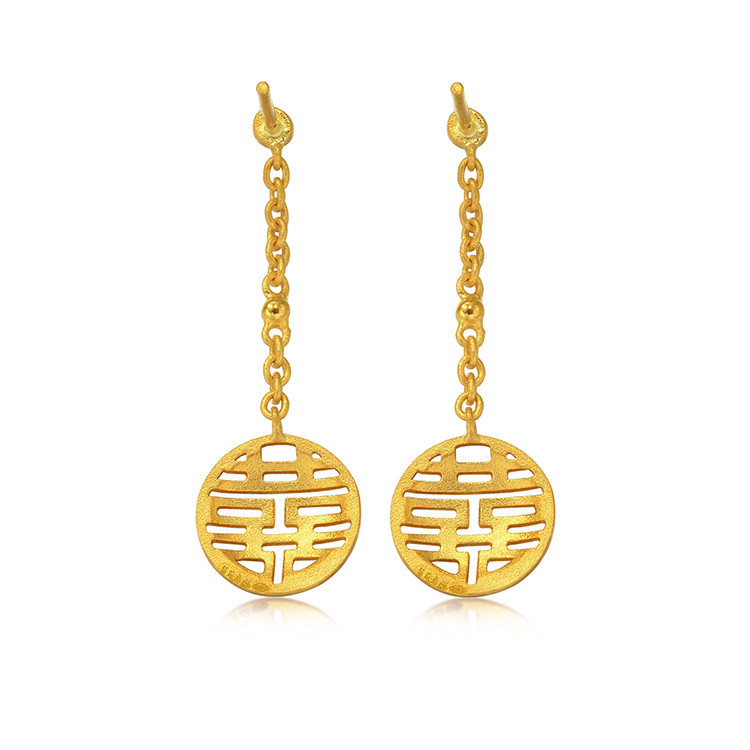 周生生点睛品黄金(足金)吉祥系列双囍囍字耳环
