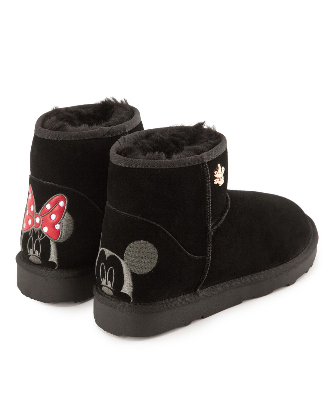 gracegift迪士尼米奇家族可爱刺绣雪地靴 黑6agub2018