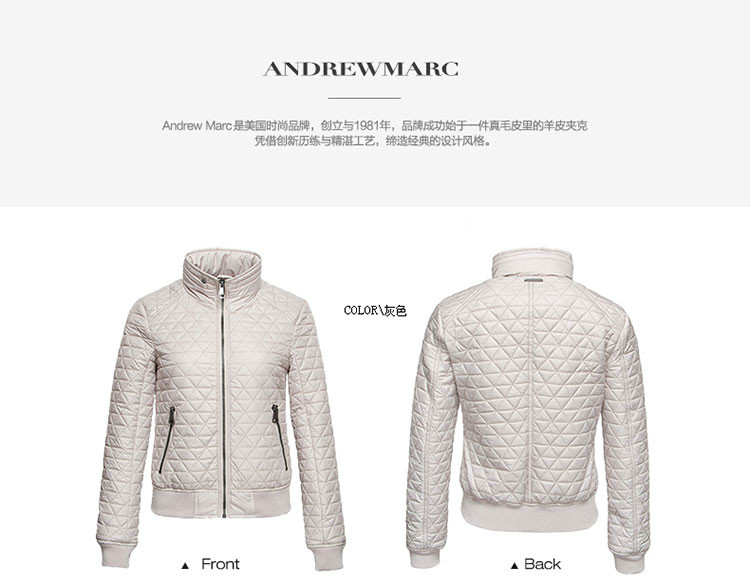 marc new york andrew marc清仓连帽绗棉罗纹底摆女款