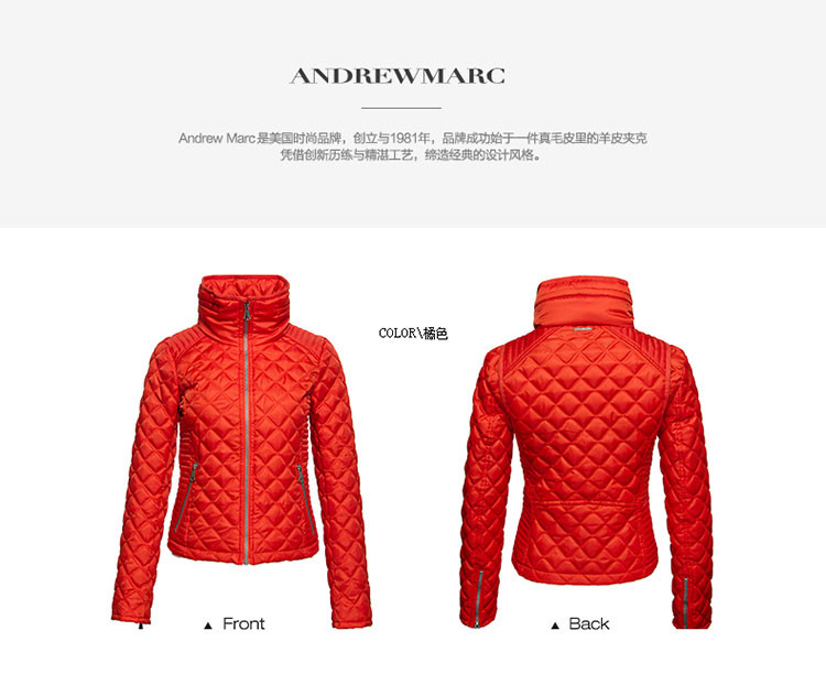 marc new york andrew marc2018年春款连帽绗棉修身女