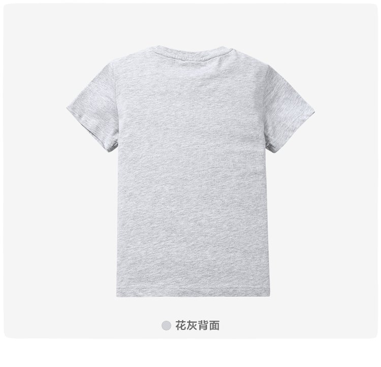 男童合体圆领印花短袖t恤花灰