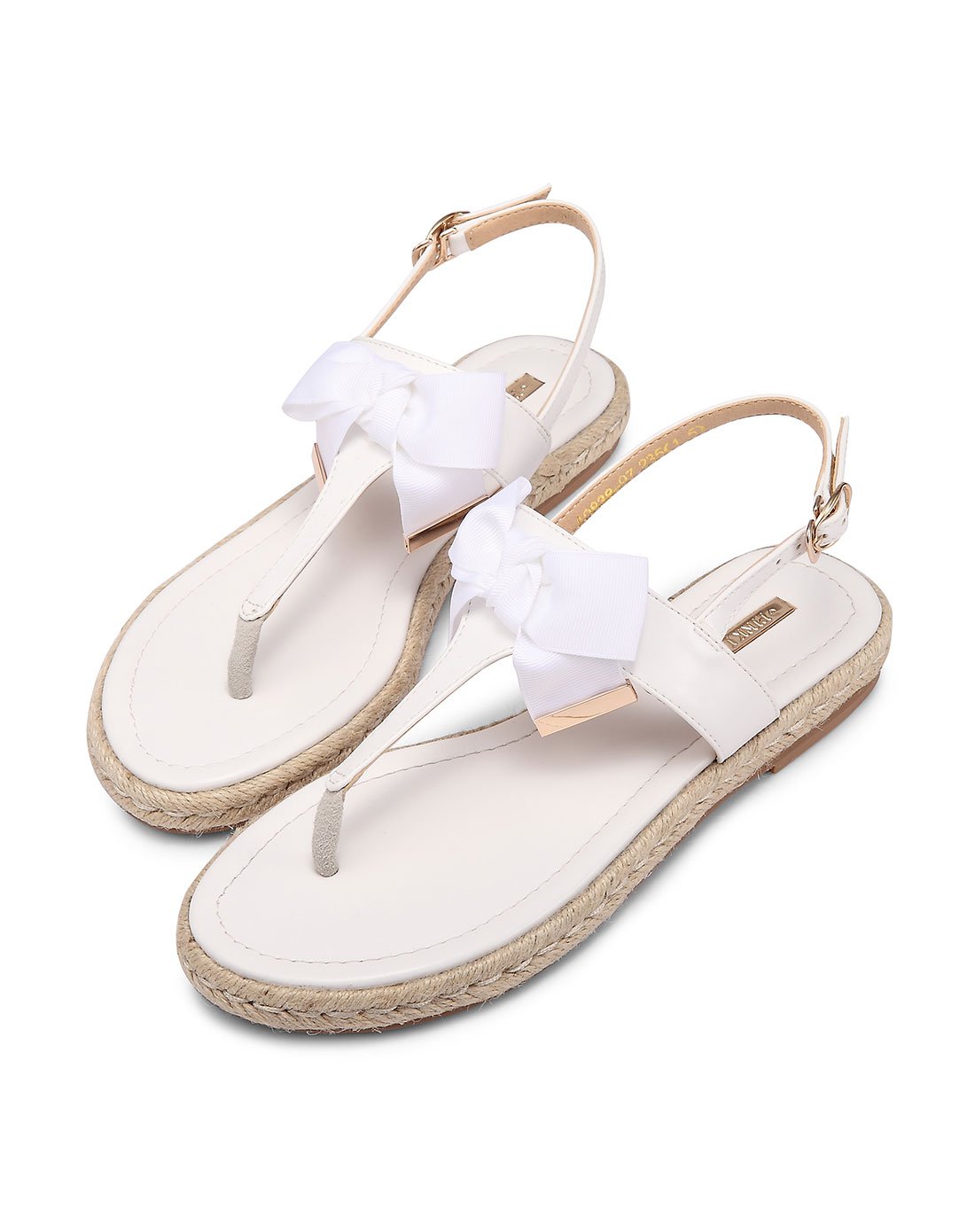 迪士尼合作系列--grace gift女鞋专场 2017蝴蝶结麻底复古夹脚平跟