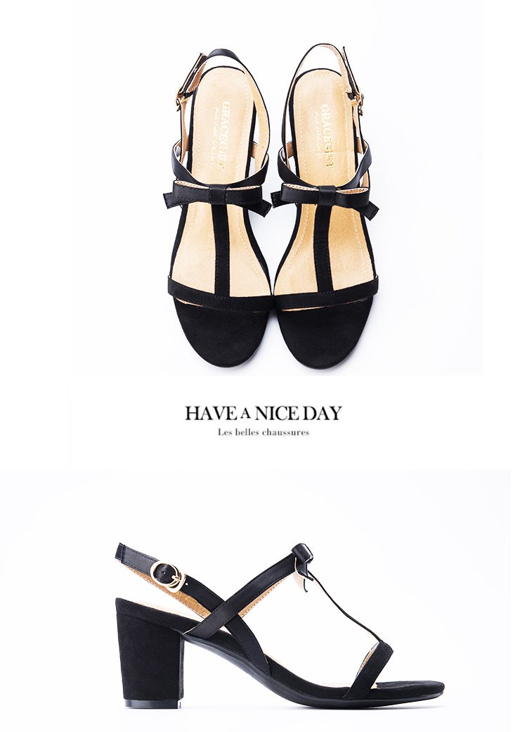 grace gift2017蝴蝶结t字带粗高跟凉鞋7sgsm0729-13p