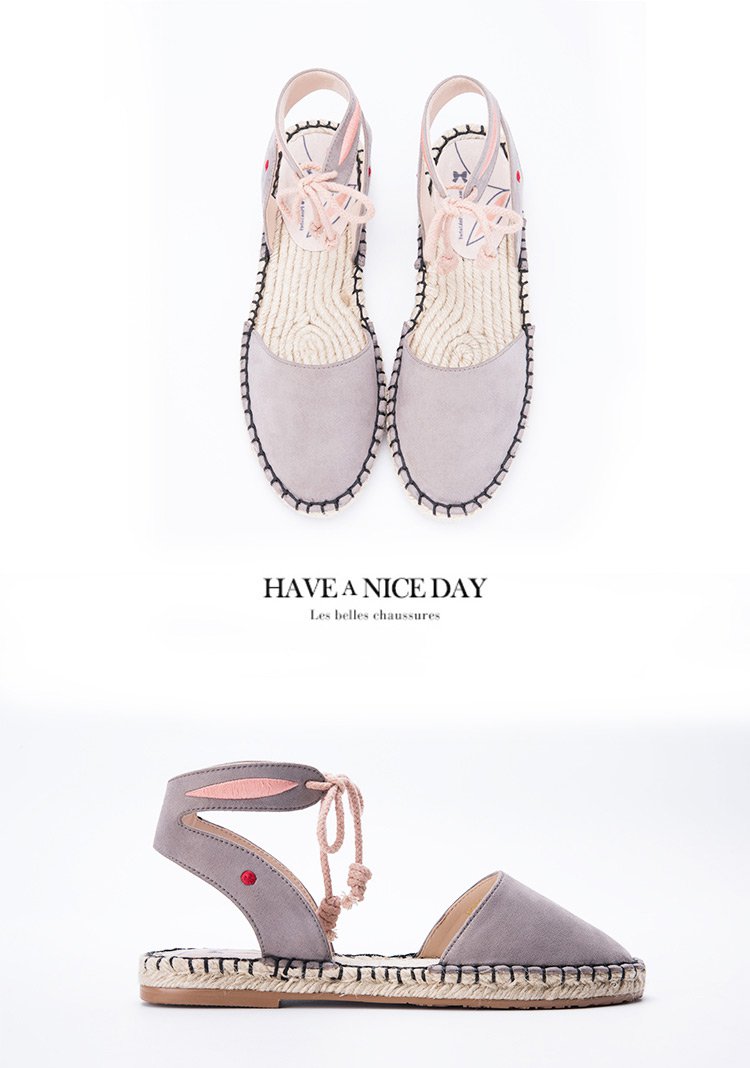 gracegift 2017麻底舒适平跟休闲浅口单鞋