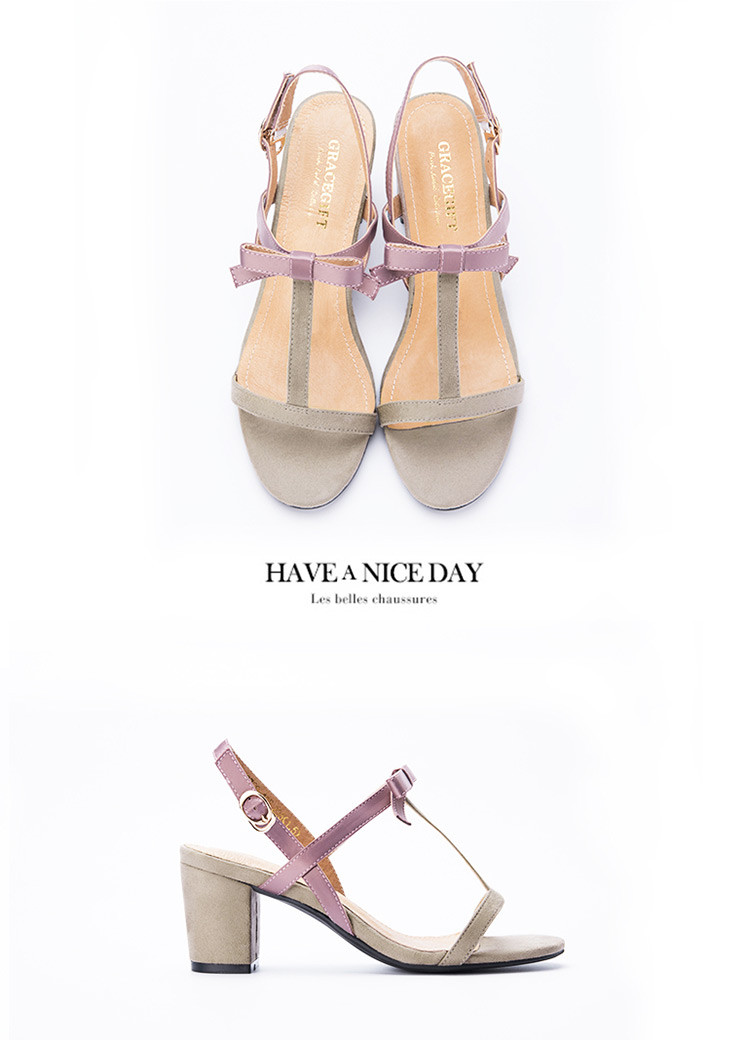 grace gift2017蝴蝶结t字带粗高跟凉鞋7sgsm0729-13p
