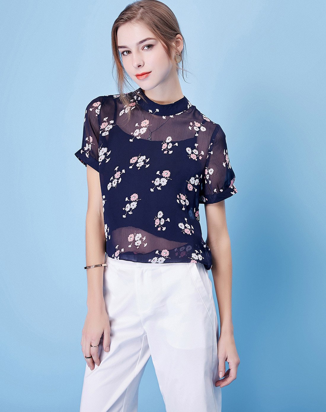 yfuns 时尚女装设计师专场女款时尚印花休闲衬衫两