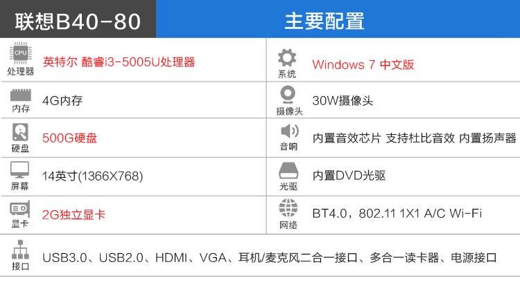 联想lenovo电脑专场b40酷睿i3独显娱乐本 9件套b40-80b5005u_唯品会