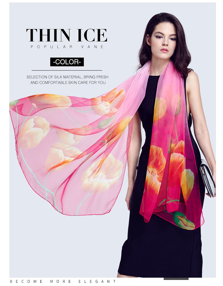 新款女款围巾超大韩版冰丝印花防晒沙滩巾空调披肩丝巾