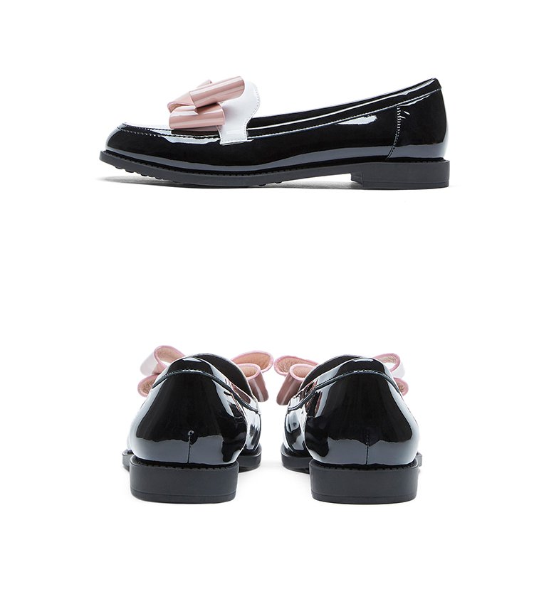 17年新款甜美蝴蝶结平底乐福鞋单鞋