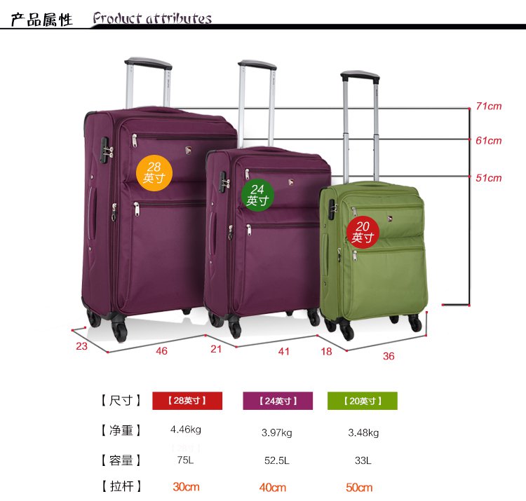 休闲20寸行李登机布箱24寸万向轮旅行拉杆箱