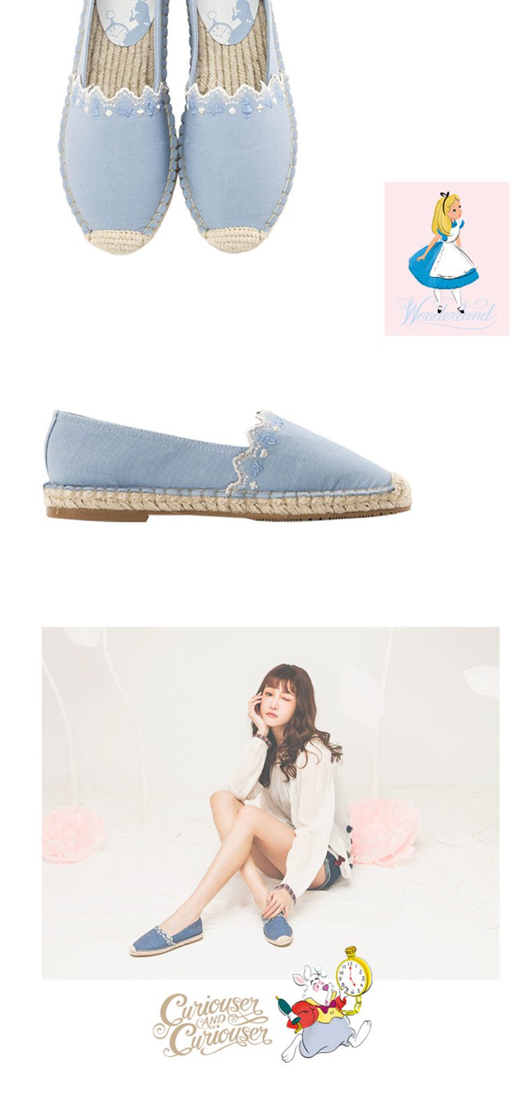 焕新风尚-迪士尼联名gracegift女鞋专场 迪士尼刺绣麻底渔夫鞋休闲鞋