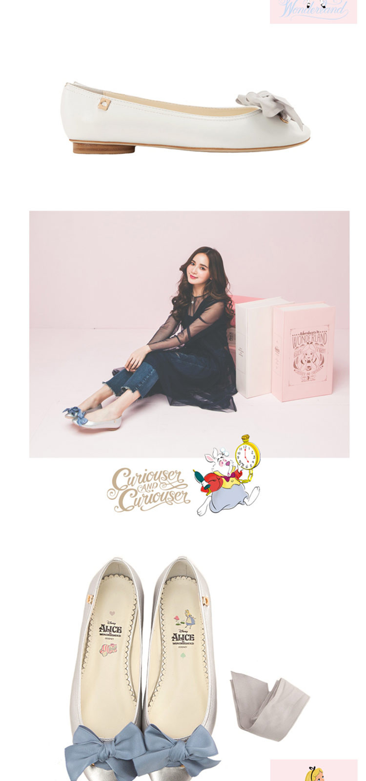 gracegift女鞋特卖旗舰店迪士尼爱丽丝蝴蝶结平跟休闲