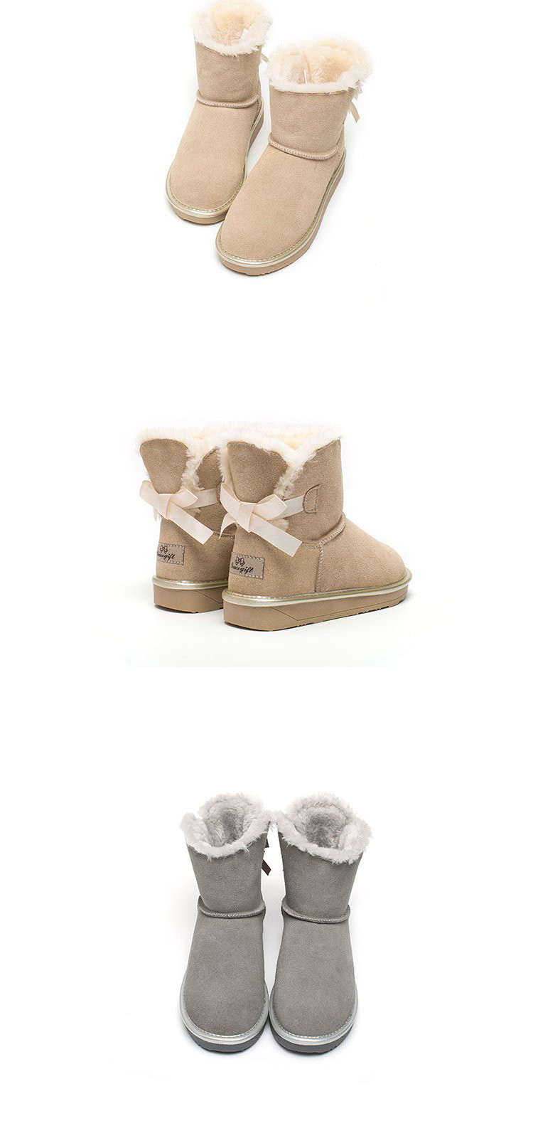 gracegift蝴蝶结防滑保暖雪地靴女靴7agub880981_唯品