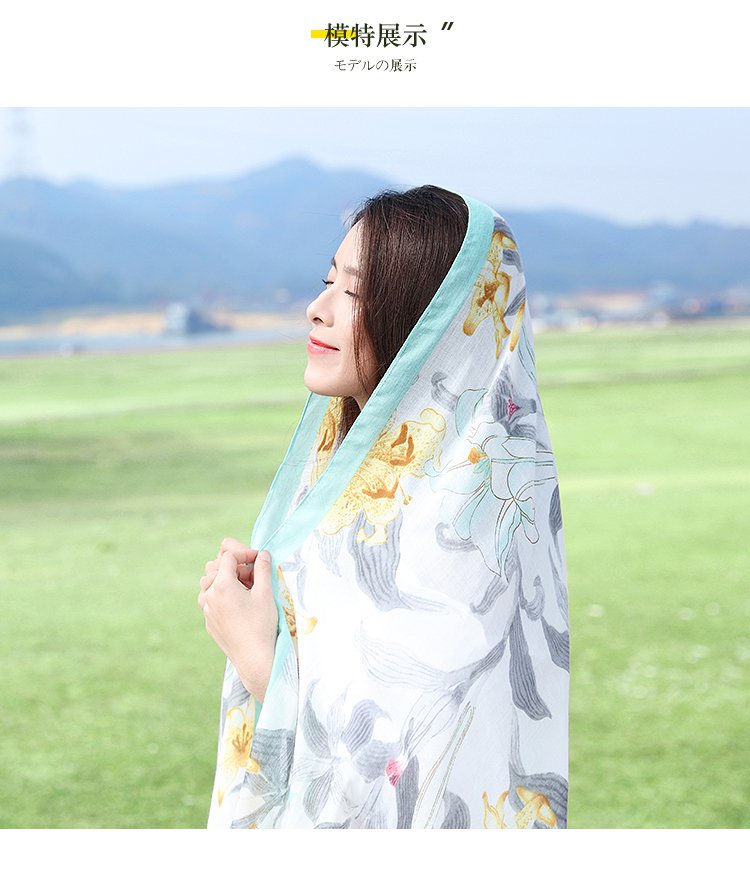 围巾女春秋防晒海滩沙滩巾海边超大两用纱巾百搭度假丝巾