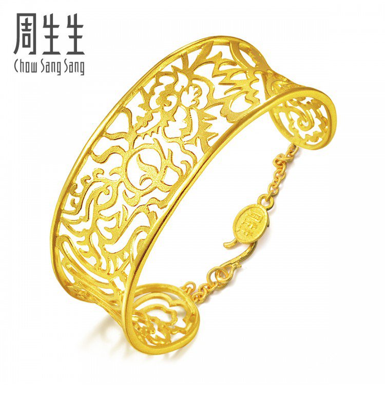 周生生足金通花龙凤手镯 计价