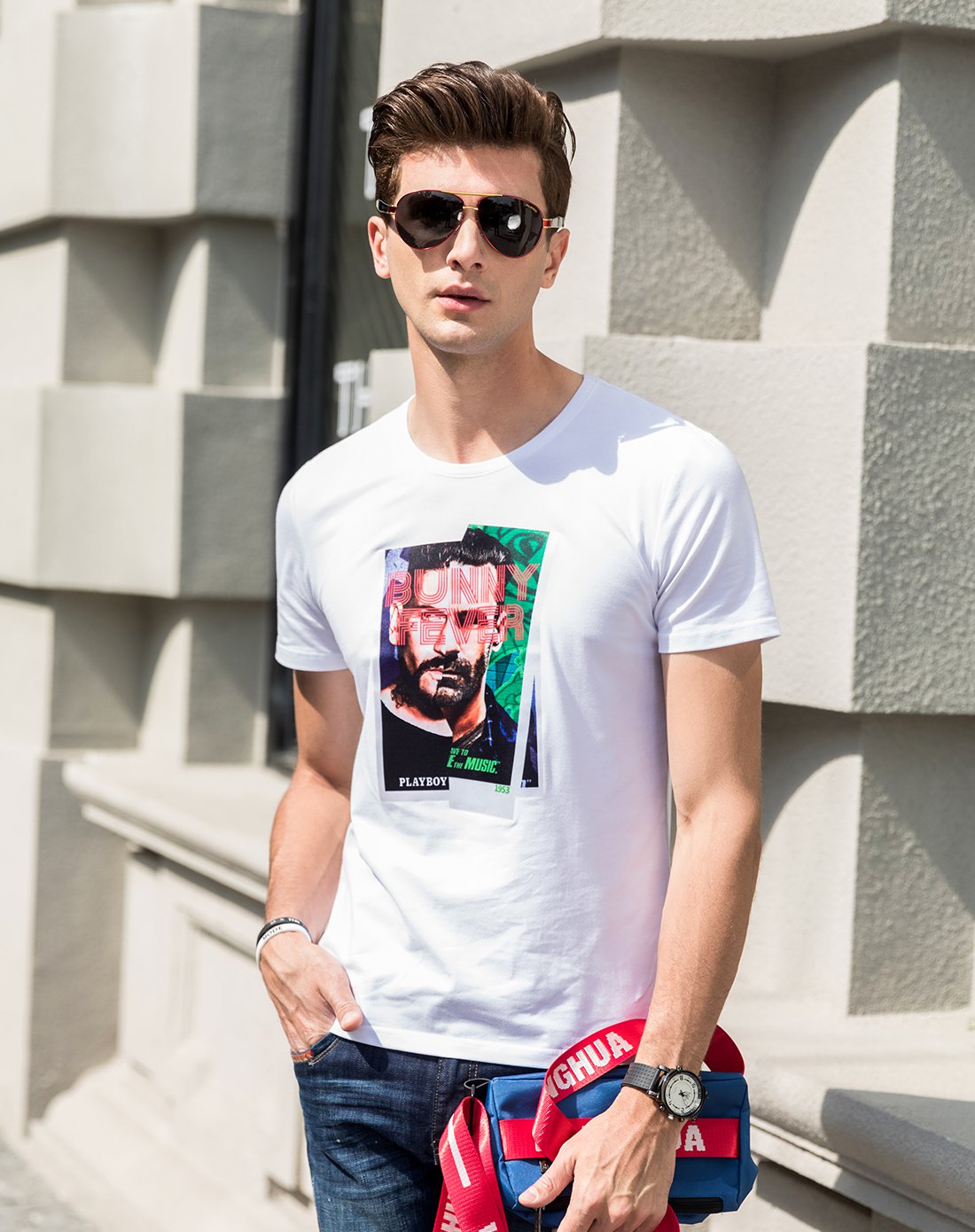 花花公子PLAYBOY针织专场2018夏装新款圆领