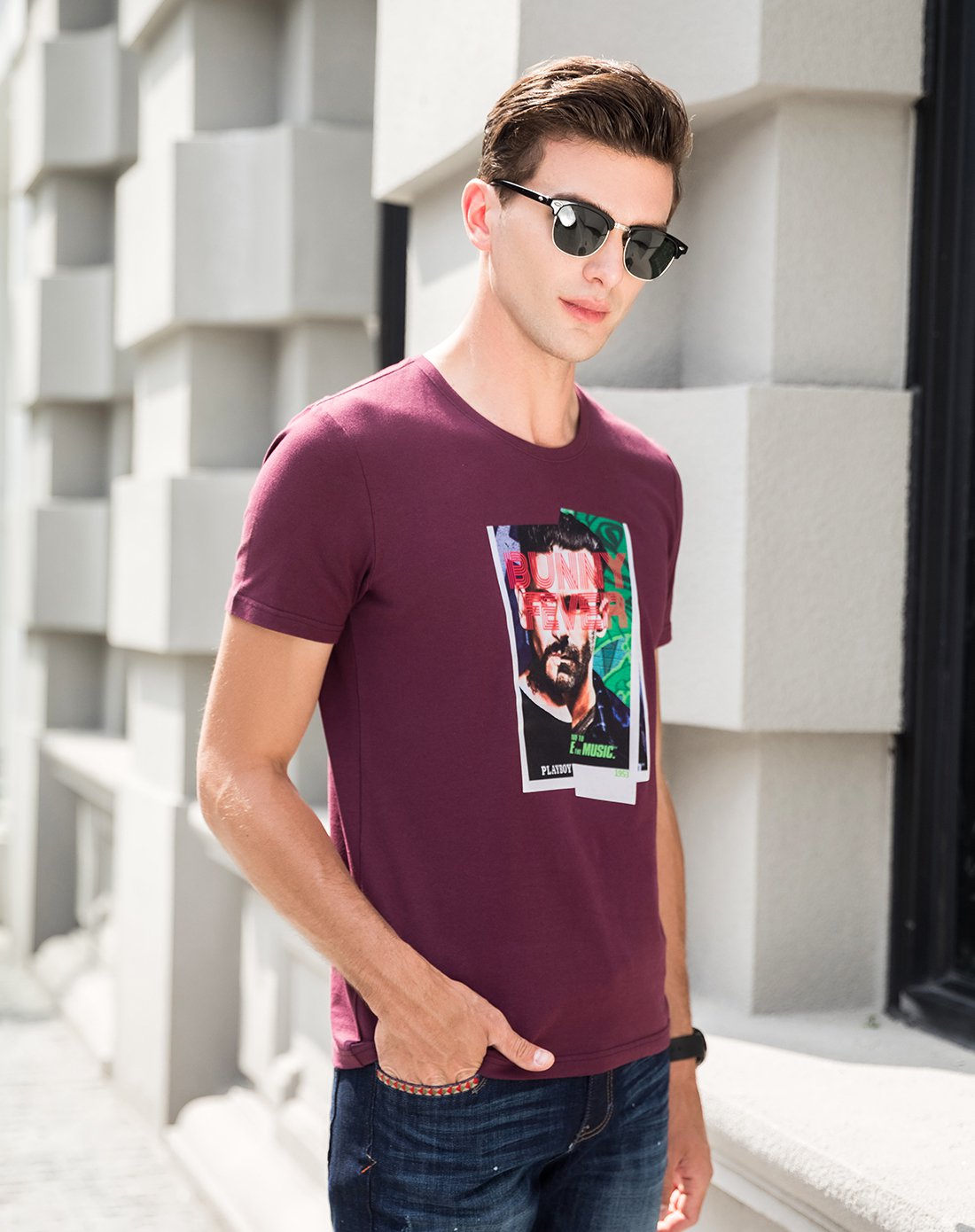 花花公子PLAYBOY针织男女2018夏装新款圆领