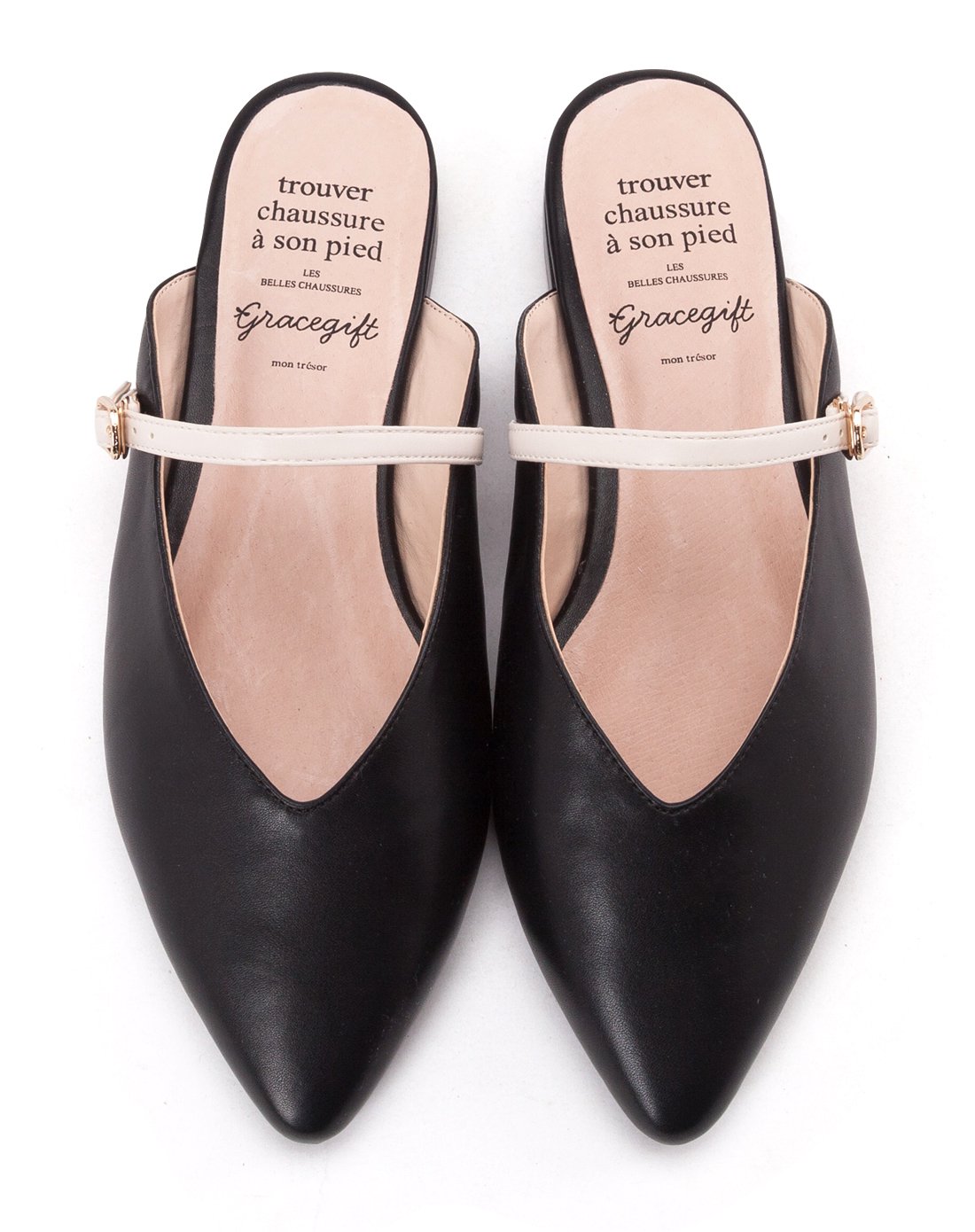 199减100-迪士尼联名gracegift鞋包专场 新品尖头平底穆勒鞋女凉拖鞋