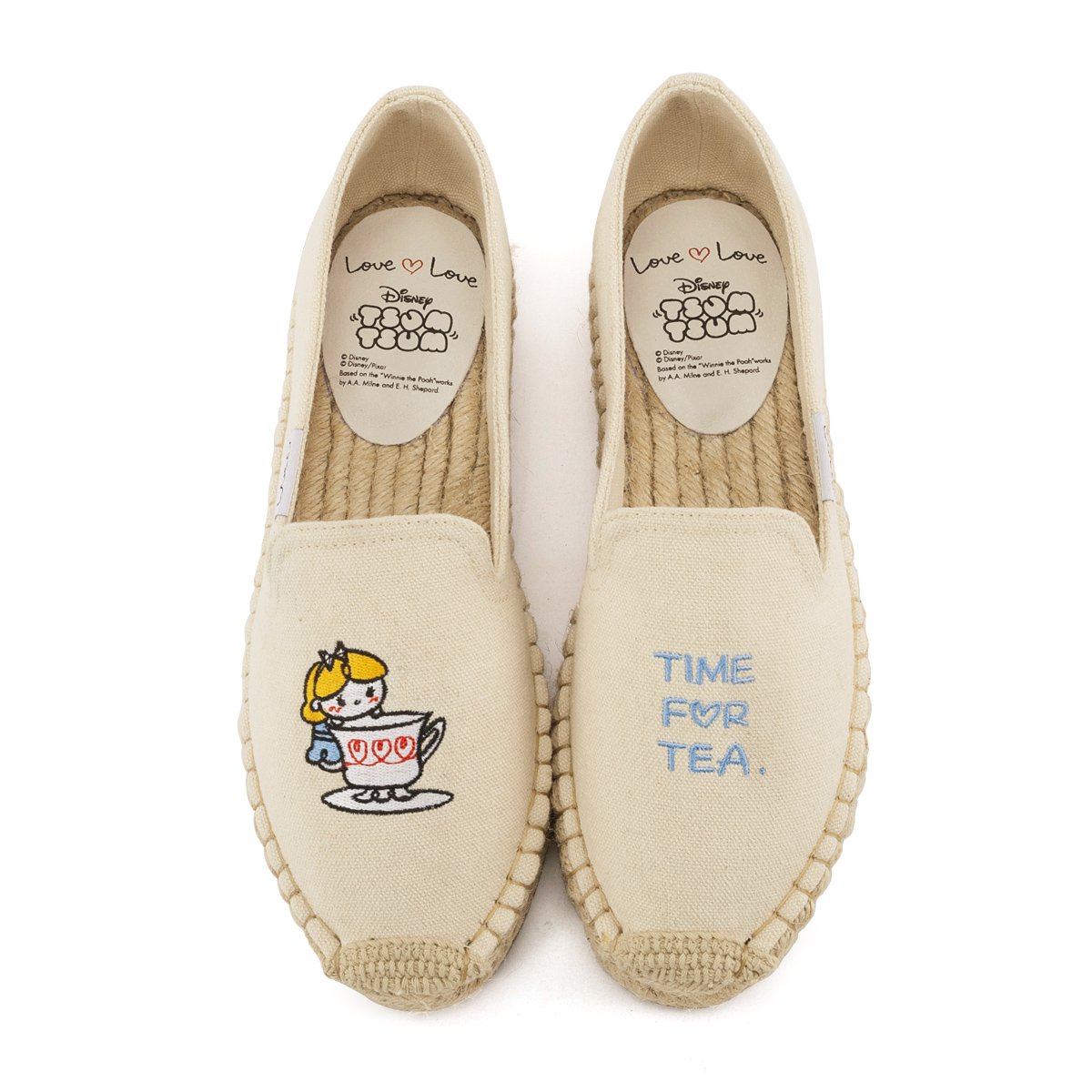 gracegift鞋包专场 【迪士尼联名】tsum刺绣麻底渔夫鞋懒人套脚鞋休闲