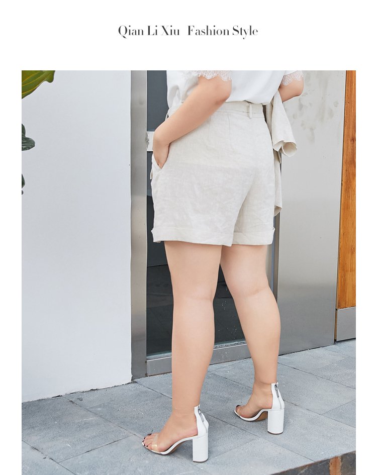 纤莉秀2018夏装新款大码女装胖妹妹200斤大腿粗的女生短裤子