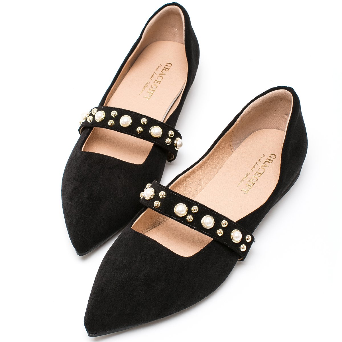 gracegift女鞋特卖旗舰店新品尖头玛丽珍鞋平底单鞋8f