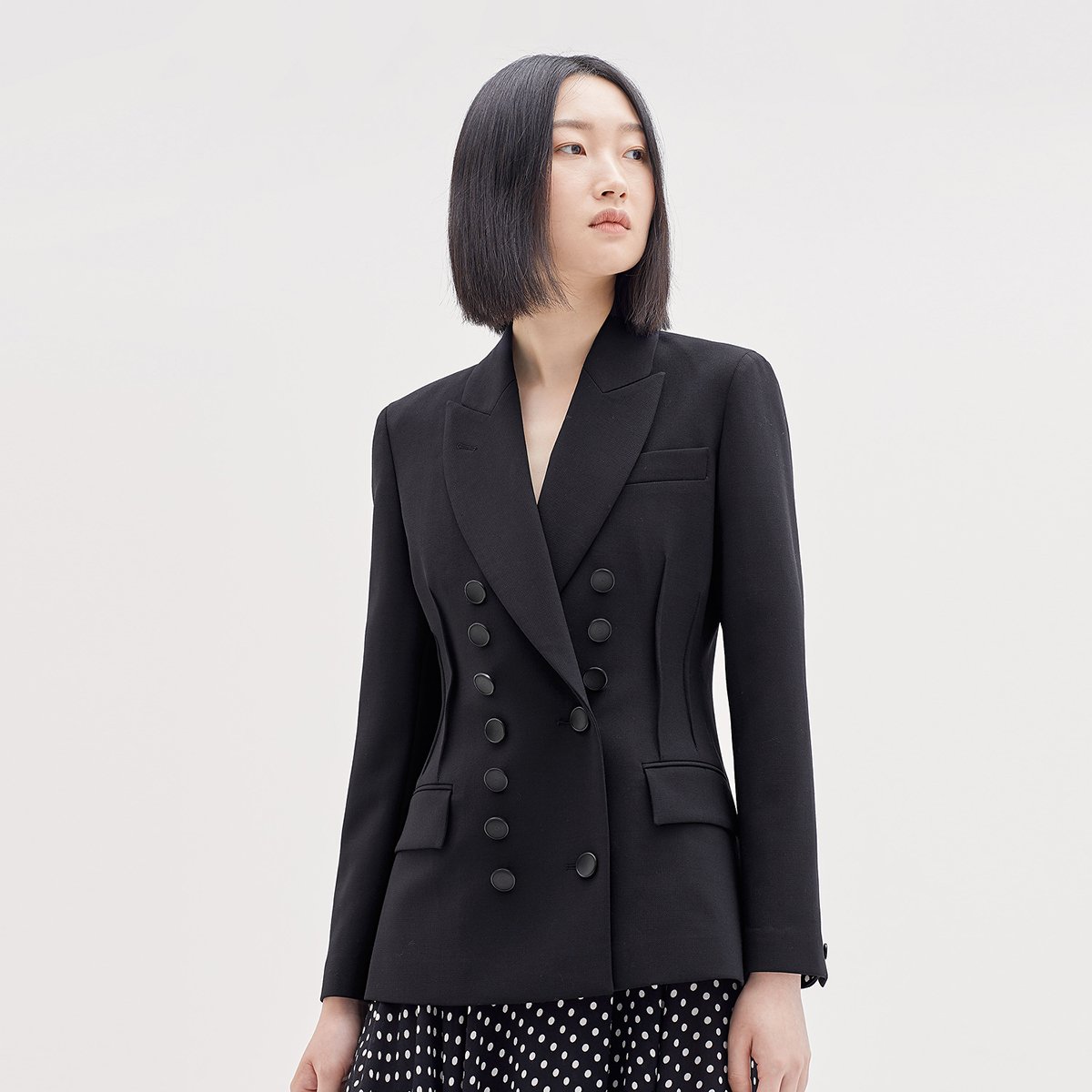 ovv女装2018春夏新品简约戗驳领西服上衣女