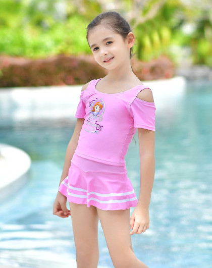 迪士尼女童苏菲亚泳衣分体游泳衣小女孩泳裙中大童比基尼