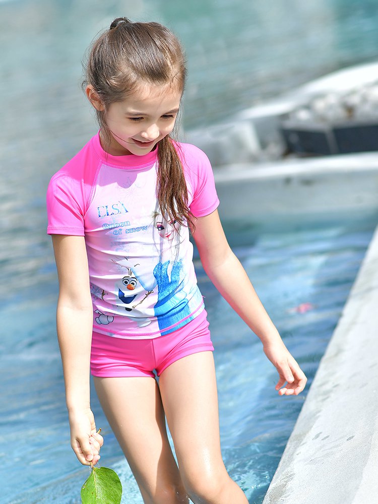 迪士尼女童苏菲亚泳衣女童游泳衣小女孩分体泳装沙滩冲浪服