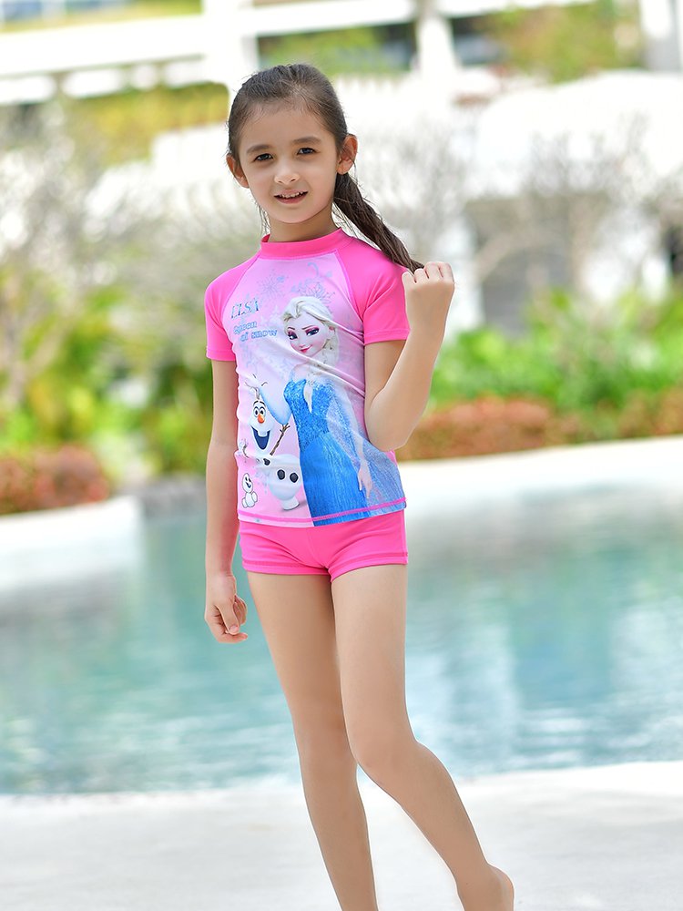 迪士尼女童苏菲亚泳衣女童游泳衣小女孩分体泳装沙滩冲浪服