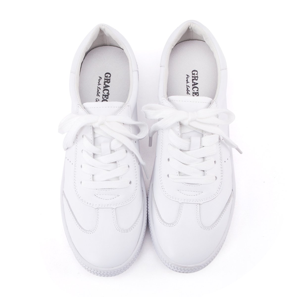 迪士尼联名gracegift鞋包专场 2018秋新牛二层皮百搭休闲鞋女鞋小白鞋