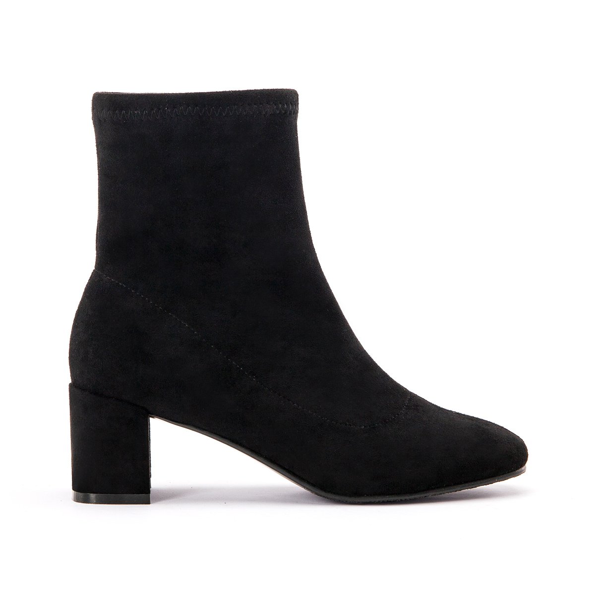 gracegift2018秋冬新品优雅复古简约素面粗高跟中筒短