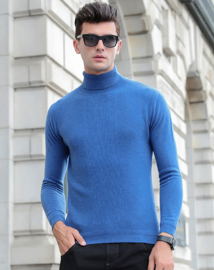 【纯羊毛】2018秋冬新款高领纯色保暖舒适男款毛衣男长袖毛衣针织毛衣