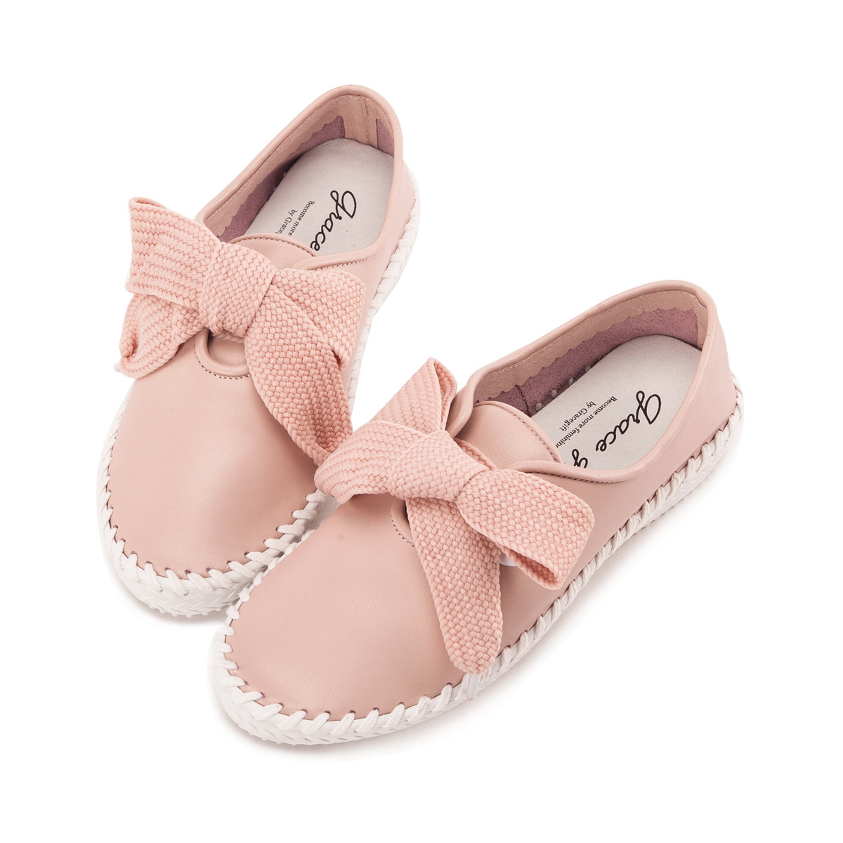 迪士尼联名gracegift鞋包特卖旗舰店 2018秋季新品头层牛皮蝴蝶结平底