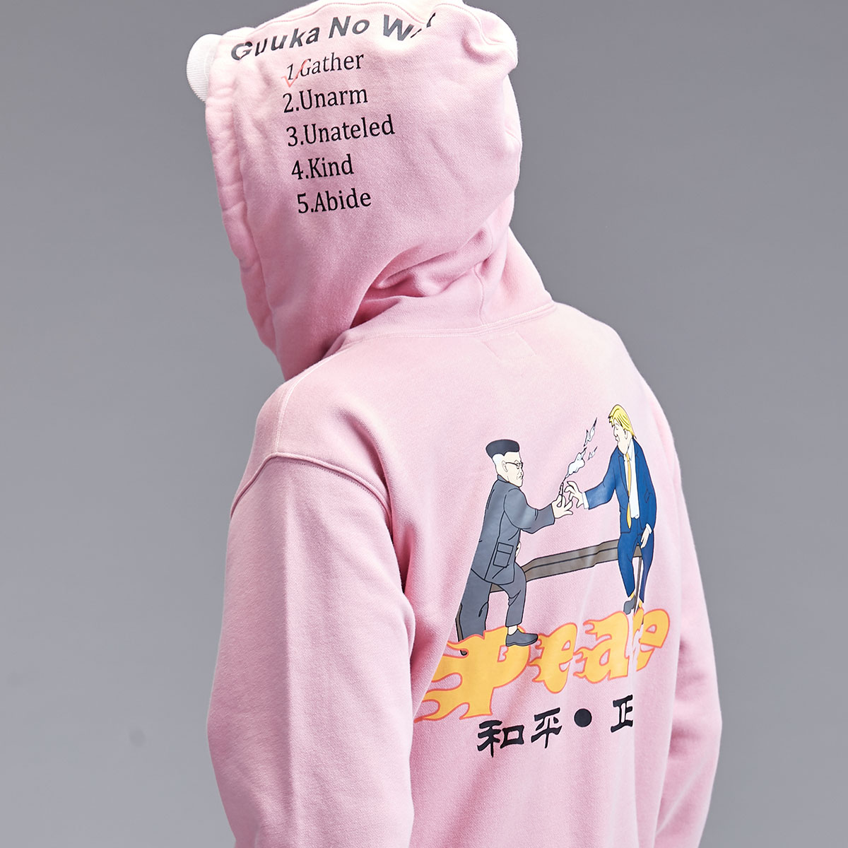 潮牌加厚卫衣男连帽青少年嘻哈运动peace印花宽松男士卫衣