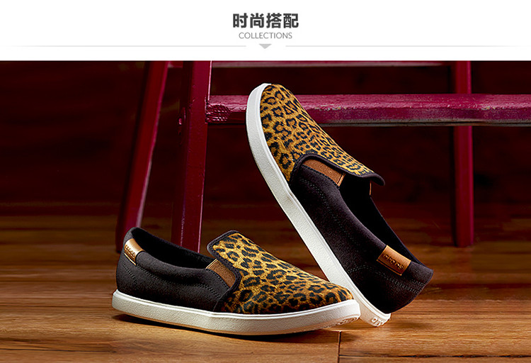 crocs卡骆驰女鞋豹纹女士休闲平底鞋秋季帆布鞋单鞋