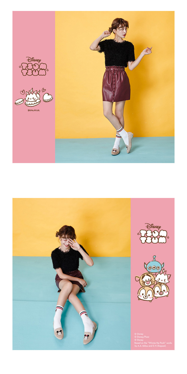gracegift【迪士尼联名设计款】tsumtsum刺绣平底娃娃