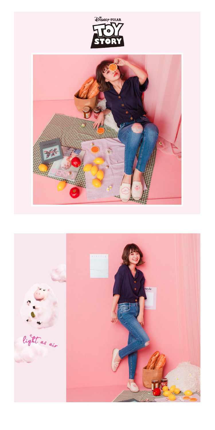 【迪士尼联名款】玩具总动员刺绣麻底渔夫鞋套脚懒人鞋女鞋女单鞋