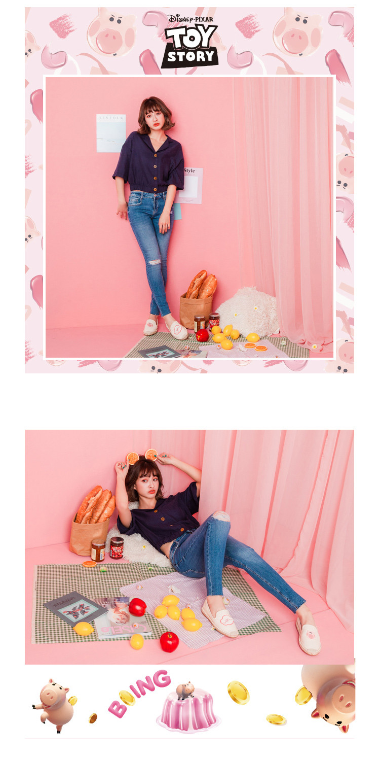 【迪士尼联名款】玩具总动员刺绣麻底渔夫鞋套脚懒人鞋女鞋女单鞋