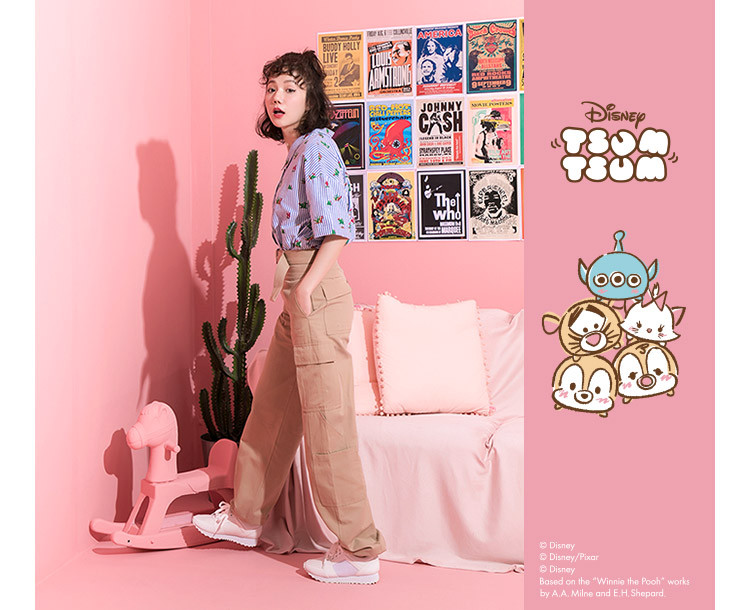 gracegift 【迪士尼联名款】tsum tsum卡通拼接系带女鞋女休闲鞋