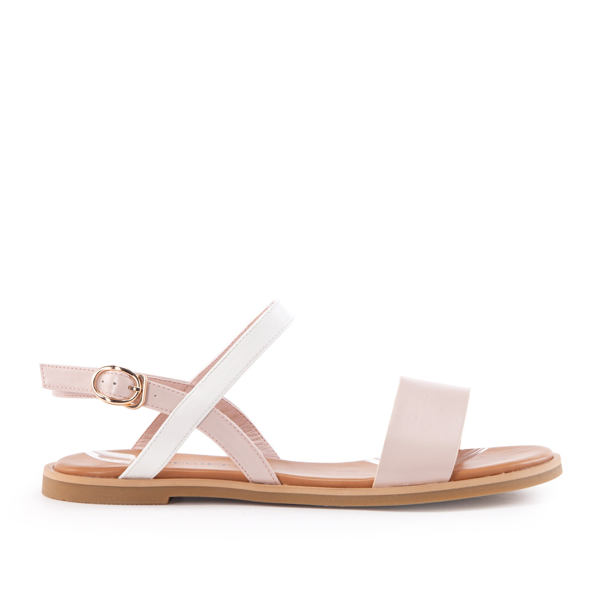 gracegift2019夏季新款一字带饰扣平底女鞋女士凉鞋i