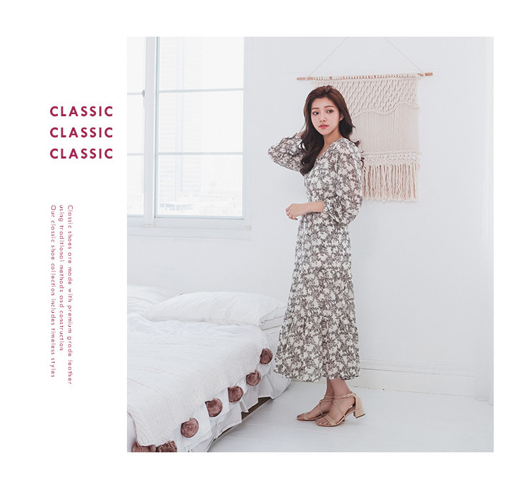gracegift2019夏季新款方头一字带交叉踝带女鞋粗高跟