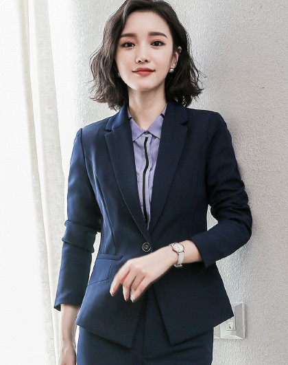 2019时尚新款职场女士西装一粒扣修身优雅显瘦正装外套女上衣