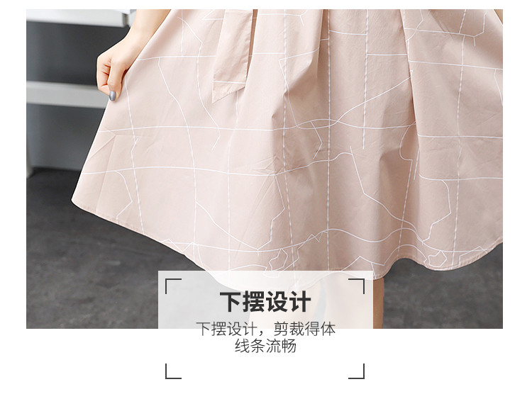 喜欢你优雅精致v领女连衣裙松紧收腰卷边袖口时尚裙子连衣裙