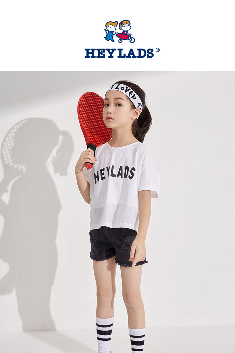 hey lads男生女生童装夏季女大童牛仔裤