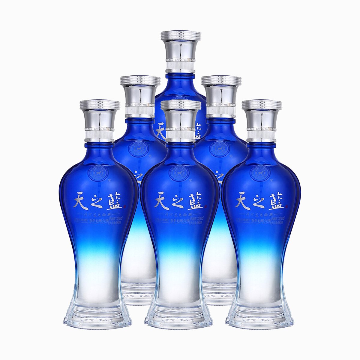 洋河蓝色经典 天之蓝38度480ml*6瓶 整箱装白酒