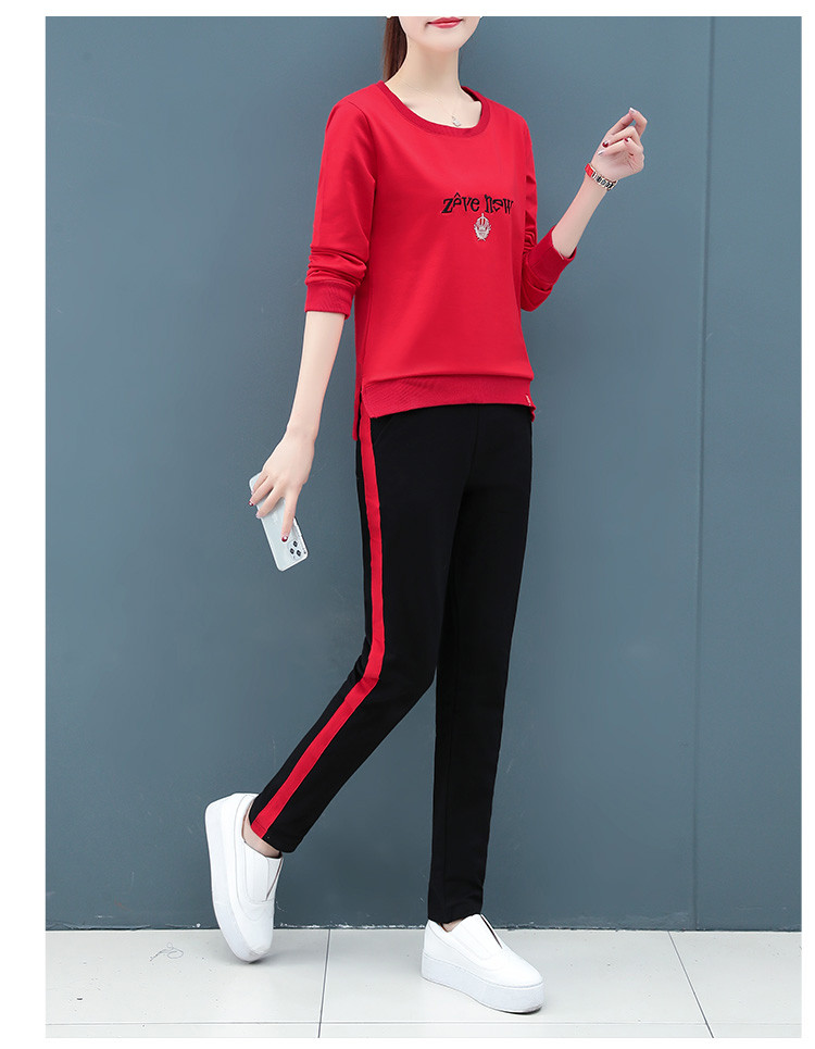 春季休闲运动服女装套装圆领长袖卫衣女式套装时尚运动套装